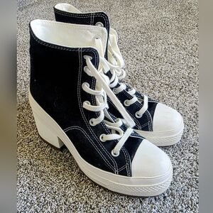 Converse Black and White Lace-Up Platform Boots